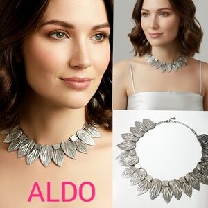 Vintage Aldo💥Silver Tone Short Leaves Necklace